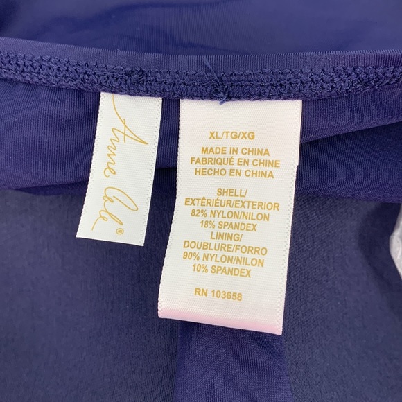 NWT Anne Cole Twist Front Bandeaukini Navy Swim Top Size X-Large - Picture 7 of 8